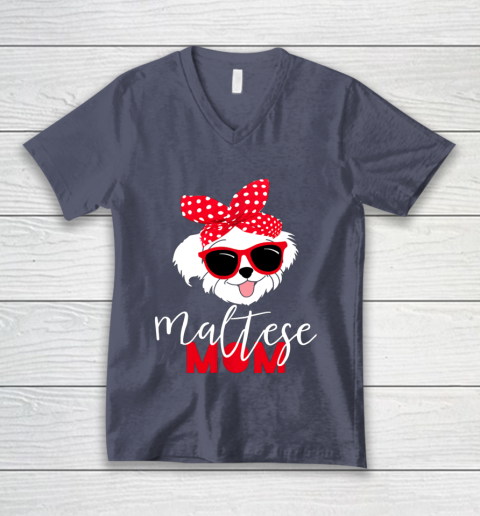 Dog Mom Shirt Dog Lovers T Shirt Maltese Mom Fur Mama V-Neck T-Shirt 7