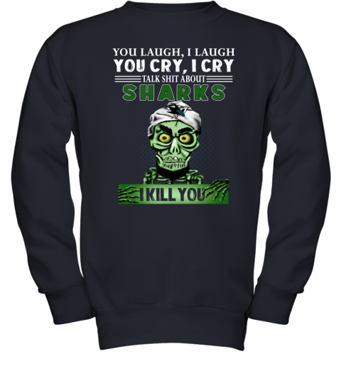 NHL Talk Shit About San Jose Sharks I Kill You Achmed The Dead Terrorist Jeffrey Dunham Hockey ormFPQs3V88 youth sweatshirt 47 95 151514 front navy