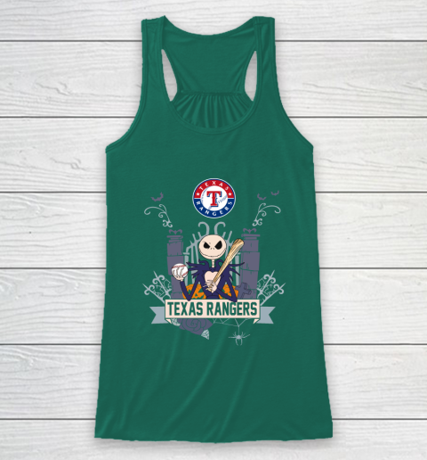 MLB Texas Rangers Baseball Jack Skellington Halloween Racerback Tank 5