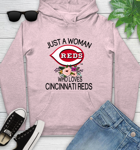 MLB Just A Woman Who Loves Cincinnati Reds Baseball Sports Youth Hoodie 6