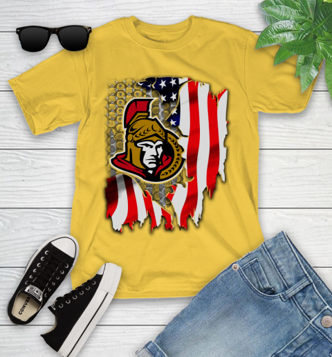 Ottawa Senators NHL Hockey American Flag Youth T-Shirt 10