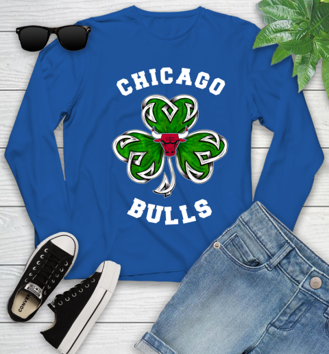 NBA Chicago Bulls Three Leaf Clover St Patrick's Day Basketball Sports Youth Long Sleeve 10