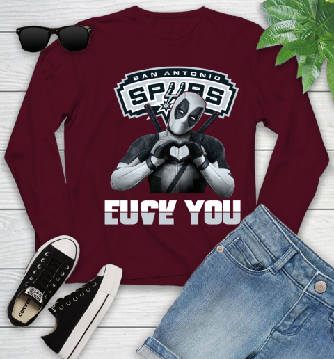 NBA San Antonio Spurs Deadpool Love You Fuck You Basketball Sports Youth Long Sleeve 6
