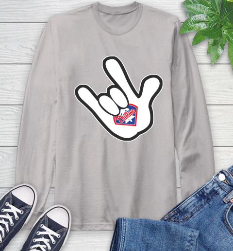 Philadelphia Phillies MLB Baseball Mickey Rock Hand Disney Long Sleeve T-Shirt 12