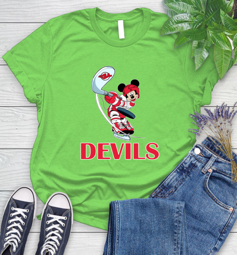 NHL Hockey New Jersey Devils Cheerful Mickey Mouse Shirt Women's T-Shirt 11 NHL Hockey New Jersey Devils Cheerful Mickey Mouse Shirt Women's T-Shirt - Image 11