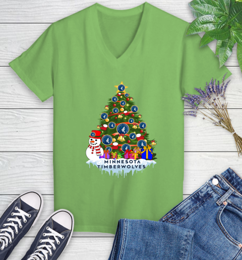 Minnesota Timberwolves Merry Christmas NBA Basketball Sports Women's V-Neck T-Shirt 11