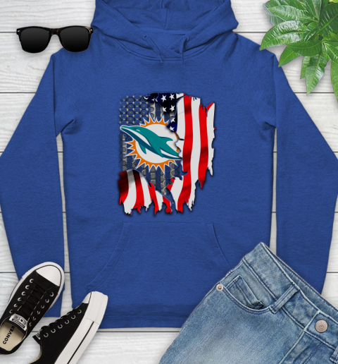 Miami Dolphins NFL Football American Flag Youth Hoodie - Image 12