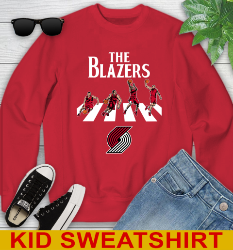 NBA Basketball Portland Trail Blazers The Beatles Rock Band Shirt Youth Sweatshirt - Image 8