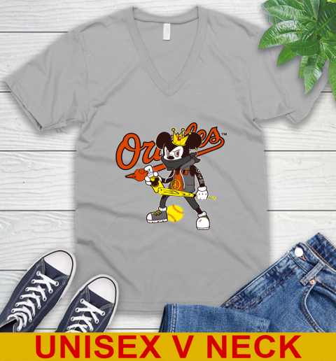 Baltimore Orioles MLB Baseball Mickey Peace Sign Sports V-Neck T-Shirt 5 Baltimore Orioles MLB Baseball Mickey Peace Sign Sports V-Neck T-Shirt - Image 5