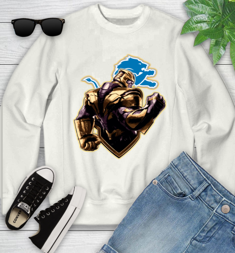 NFL Thanos Avengers Endgame Football Sports Detroit Lions Youth Sweatshirt