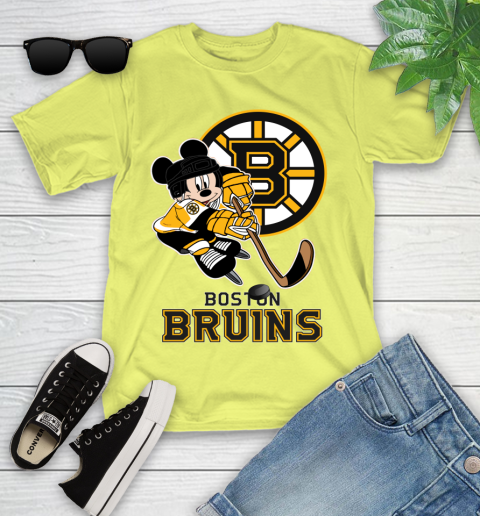 NHL Boston Bruins Mickey Mouse Disney Hockey T Shirt Youth T-Shirt 8
