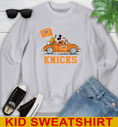 NBA Basketball New York Knicks Pluto Mickey Driving Disney Shirt Youth Sweatshirt 4