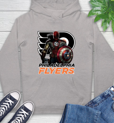 NHL Captain America Thor Spider Man Hawkeye Avengers Endgame Hockey Philadelphia Flyers Hoodie 12