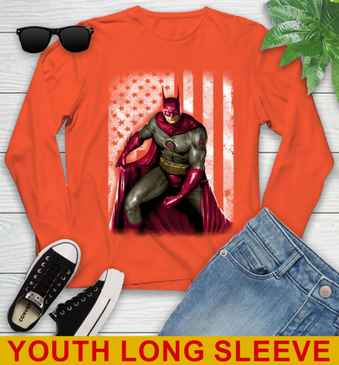 Los Angeles Angels MLB Baseball Batman DC American Flag Shirt Youth Long Sleeve 3