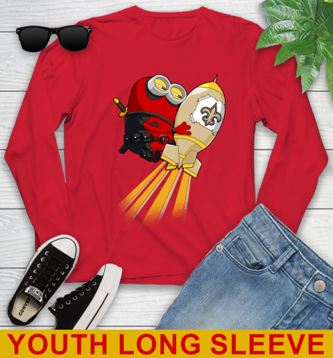 NFL Football New Orleans Saints Deadpool Minion Marvel Shirt Youth Long Sleeve 11