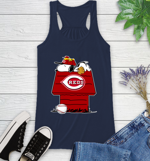 MLB Cincinnati Reds Snoopy Woodstock The Peanuts Movie Baseball T Shirt Racerback Tank 10