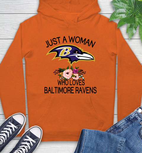 NFL Just A Woman Who Loves Baltimore Ravens Football Sports Hoodie 3