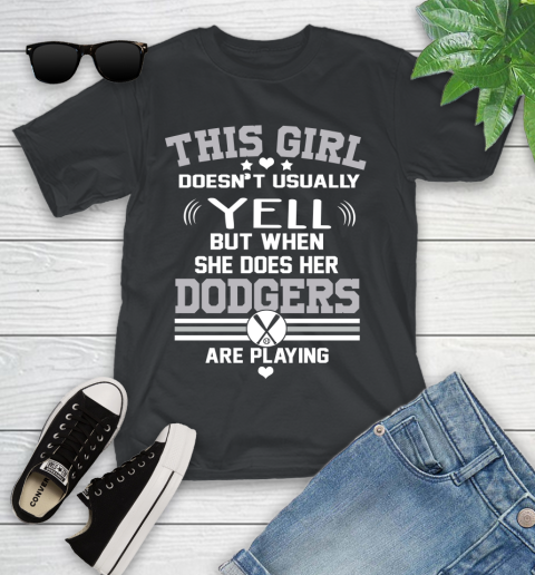 Los Angeles Dodgers MLB Baseball I Yell When My Team Is Playing Youth T-Shirt