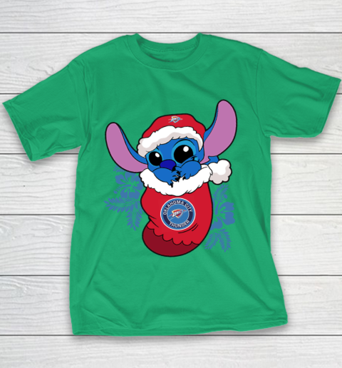 Oklahoma City Thunder Christmas Stitch In The Sock Funny Disney NBA Youth T-Shirt