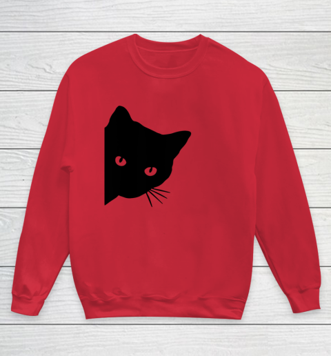 Black Cat Face Watching Funny Cat Halloween Gifts Cat Lovers T Shirt.QZSPTYUYC4 Youth Sweatshirt 4