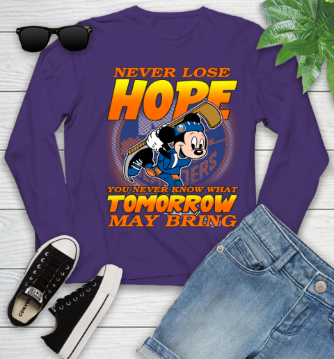 New York Islanders NHL Hockey ootball Mickey Disney Never Lose Hope Youth Long Sleeve 4
