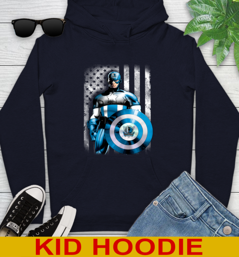 Dallas Mavericks NBA Basketball Captain America Marvel Avengers American Flag Shirt Youth Hoodie 3
