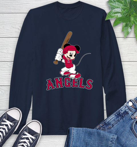 MLB Baseball Los Angeles Angels Cheerful Mickey Mouse Shirt Long Sleeve T-Shirt 4