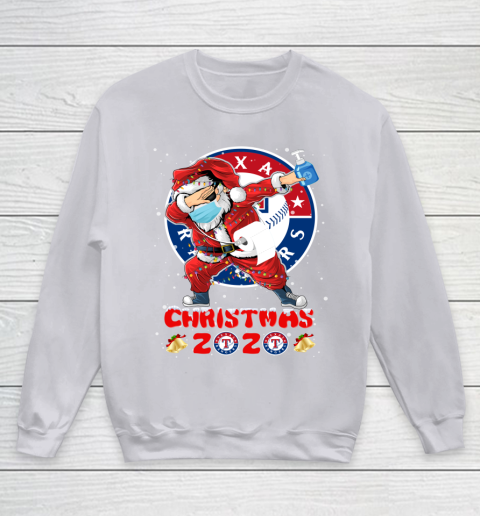 Texas Rangers Funny Santa Claus Dabbing Christmas 2020 MLB Youth Sweatshirt 3