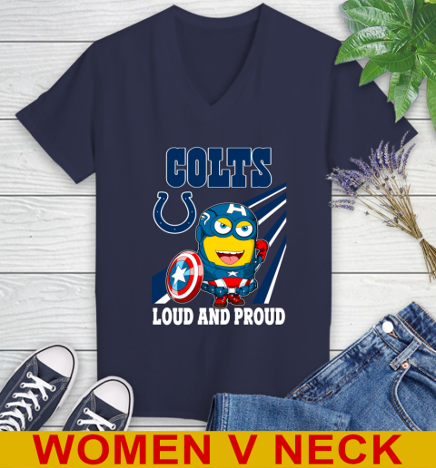 NFL Football Indianapolis Colts Captain America Marvel Avengers Minion Shirt Women's V-Neck T-Shirt 12
