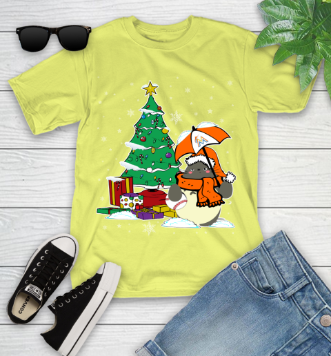 Miami Marlins MLB Baseball Cute Tonari No Totoro Christmas Sports Youth T-Shirt 10
