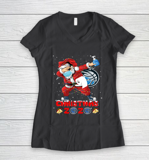 Orlando Magic Funny Santa Claus Dabbing Christmas 2020 NBA Women's V-Neck T-Shirt 6
