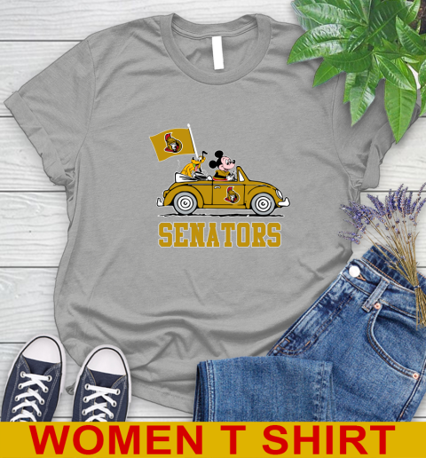 NHL Hockey Ottawa Senators Pluto Mickey Driving Disney Shirt Women's T-Shirt 11