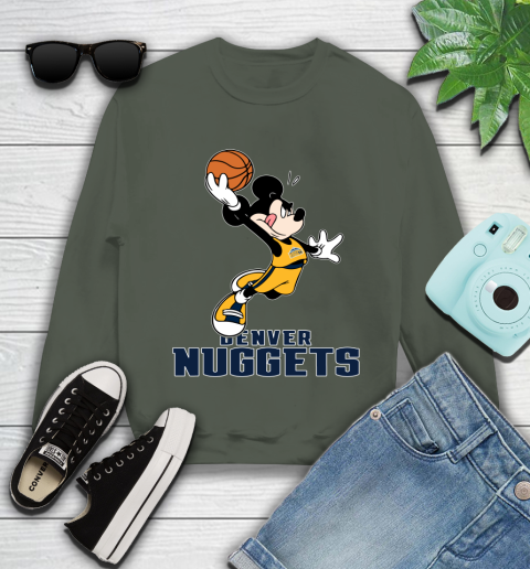 NBA Basketball Denver Nuggets Cheerful Mickey Mouse Shirt Youth Sweatshirt 9