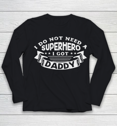 Father's Day Funny Gift Ideas Apparel  Daddy Superhero Dad Son Shirt T Shirt Youth Long Sleeve