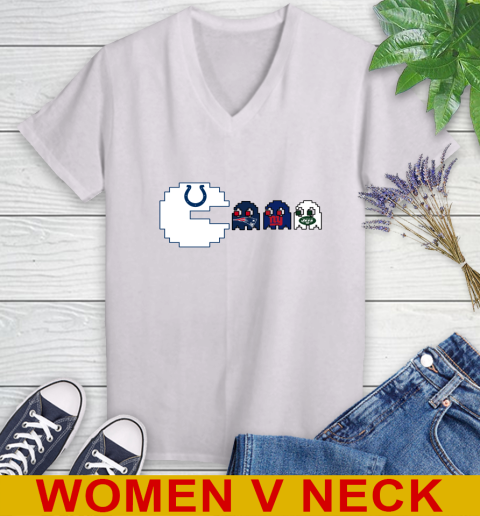 Indianapolis Colts NFL Football Pac Man Champion Women's V-Neck T-Shirt