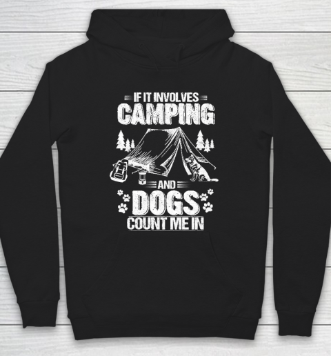 Camping and Dogs Funny Tent Camper Dog White Distressed Hoodie