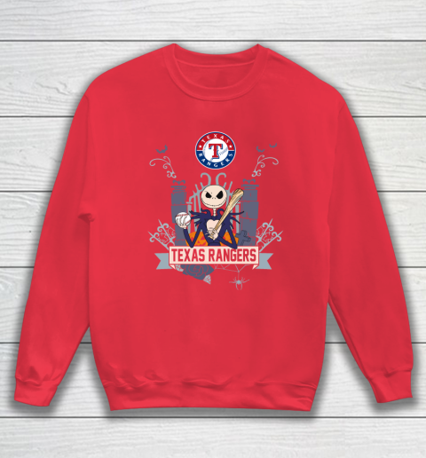 MLB Texas Rangers Baseball Jack Skellington Halloween Sweatshirt 7