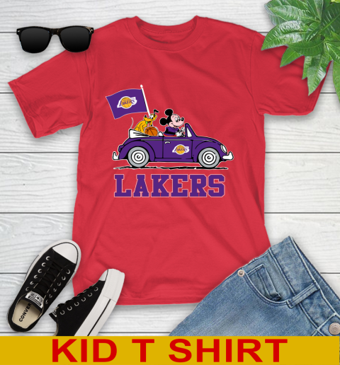 NBA Basketball Los Angeles Lakers Pluto Mickey Driving Disney Shirt Youth T-Shirt 10