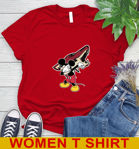 Arizona Coyotes NHL Hockey Dabbing Mickey Disney Sports Women's T-Shirt 10