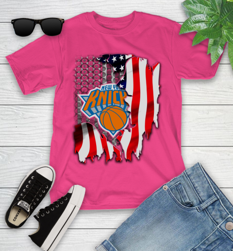 New York Knicks NBA Basketball American Flag Youth T-Shirt 11