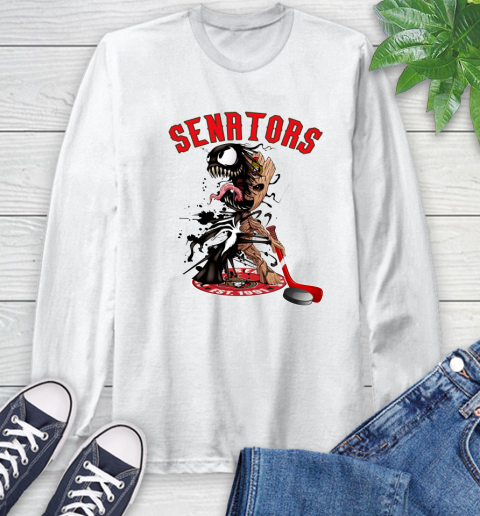 NHL Ottawa Senators Hockey Venom Groot Guardians Of The Galaxy Long Sleeve T-Shirt