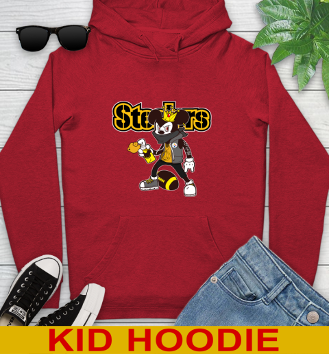 Pittsburgh Steelers NFL Football Mickey Peace Sign Sports Youth Hoodie 11