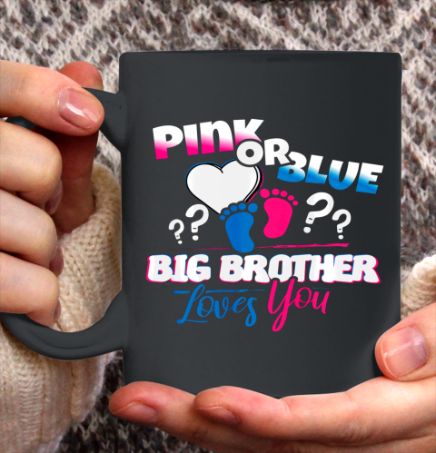 Pink or Blue Big Brother loves you Gender Reveal Gift Ceramic Mug 11oz