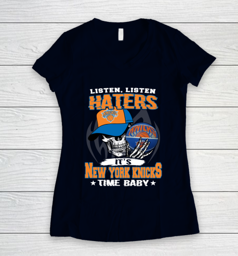 Listen Haters It is KNICKS Time Baby NBA Women's V-Neck T-Shirt 2
