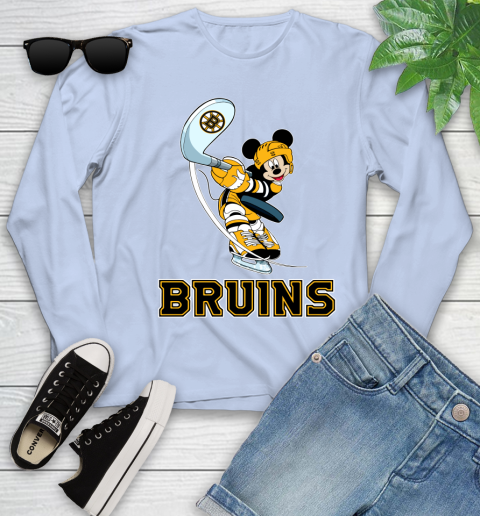 NHL Hockey Boston Bruins Cheerful Mickey Mouse Shirt Youth Long Sleeve 9