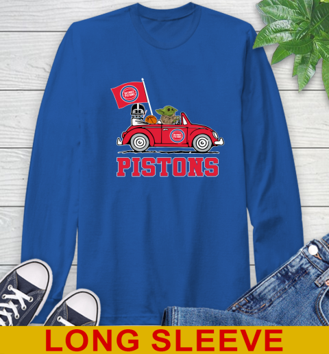 NBA Basketball Detroit Pistons Darth Vader Baby Yoda Driving Star Wars Shirt Long Sleeve T-Shirt 9