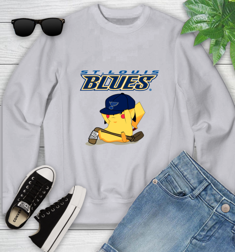NHL Pikachu Hockey Sports St.Louis Blues Youth Sweatshirt 4