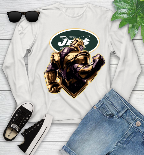 NFL Thanos Avengers Endgame Football Sports New York Jets Youth Long Sleeve 12