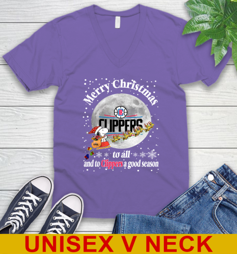 LA Clippers Merry Christmas To All And To Clippers A Good Season NBA Basketball Sports V-Neck T-Shirt 8