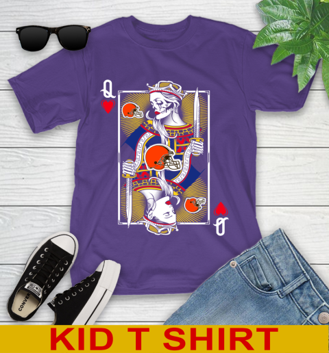NFL Football Cleveland Browns The Queen Of Hearts Card Shirt Youth T-Shirt 4 NFL Football Cleveland Browns The Queen Of Hearts Card Shirt Youth T-Shirt - Image 4
